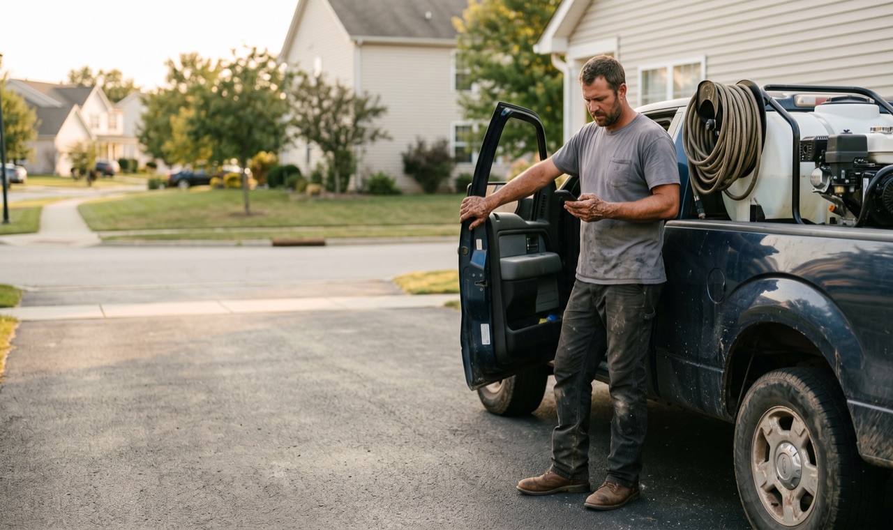 Tradesman arriving for work